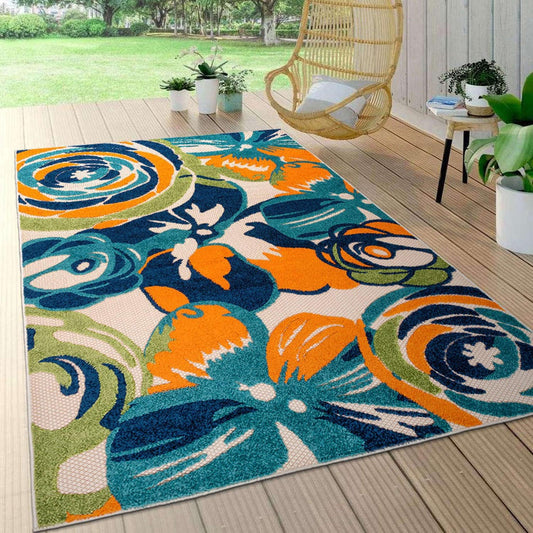 Rugshop Ravenna Modern Large Floral Flowers Indoor/Outdoor Area Rug 5' x 7' Multi
