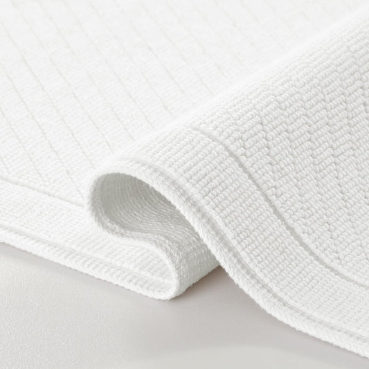 Arkwright 2 Piece 100% Cotton Bathroom Rug Set - High Absorbent Stylish Textured Woven Design Bath Mat, Slip Resistant Backing for Shower and Bathtub Floor, 17x24 & 20x32 in - White