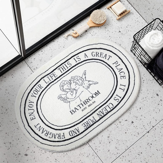 Black White Bathroom Rugs, Absorbent Soft Cute Bath Mat for Bathroom Floor, Non-Slip Microfiber Bath Rug for Shower Toilet Tub, Decor Plush Bathmat Carpets, 20 x 32 in