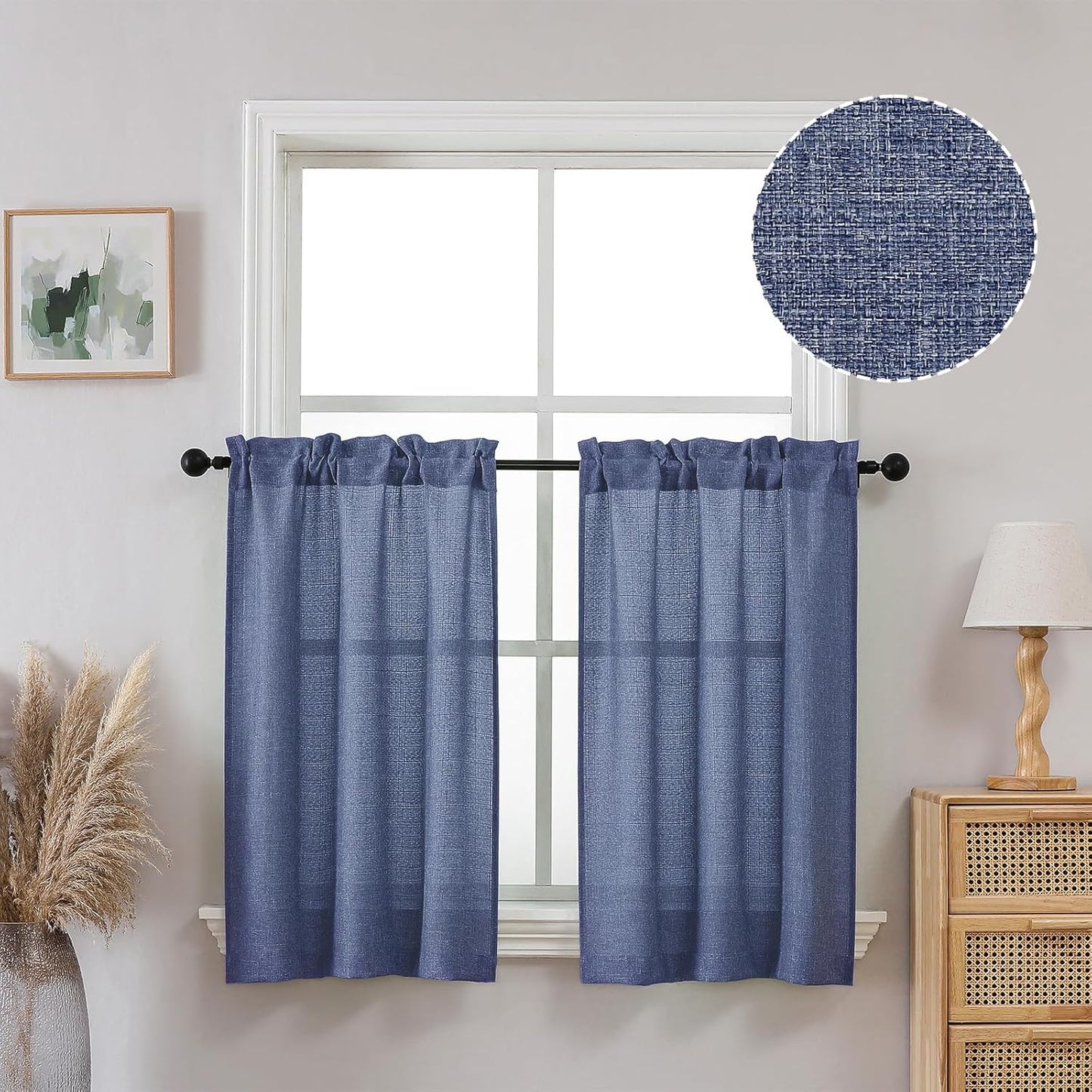 OVZME Light Grey Curtains 63 Inch Length 2 Panels, Faux Linen Textured Semi Light Filtering Drapes, Soft Airy Farmhouse Slub Window Curtains for Living Room Bedroom, Each 40x63 Inches