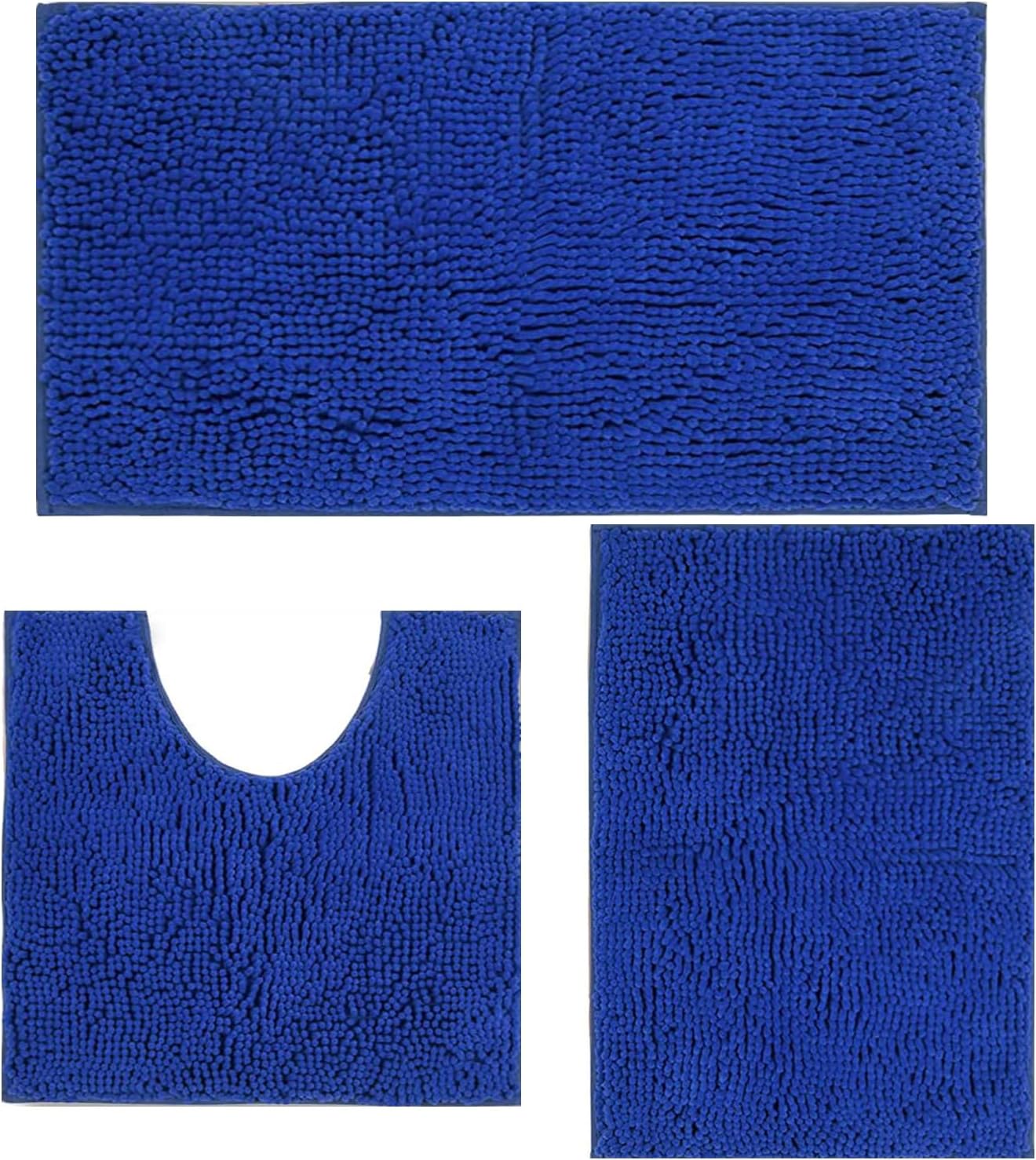 Bathroom Rugs Sets 3 Piece Non Slip,Bath Rugs with PVC Backing Bath Carpet,Bathroom Rug Washable,Absorbent,Plush Carpet Mats,Bath Mats for Bedroom, Kitchen,Tub,Home Decor (Lavender)