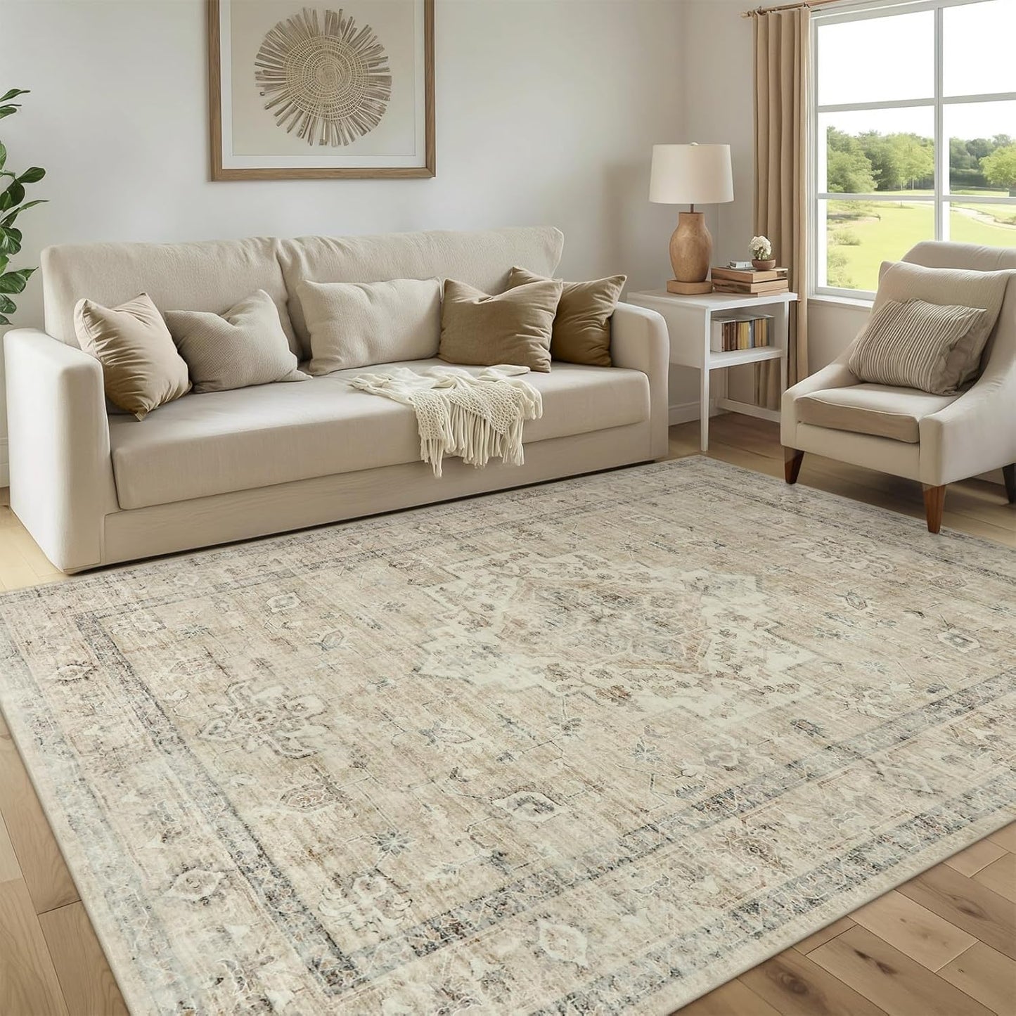 LIVEBOX Washable 2x6 Runner Rug for Bathroom, Non Slip Kitchen Mats for Floor Entryway, Boho Indoor Front Door Mat Low-Pile Runners for Hallways, Farmhouse Rugs for Laundry, Sage Green