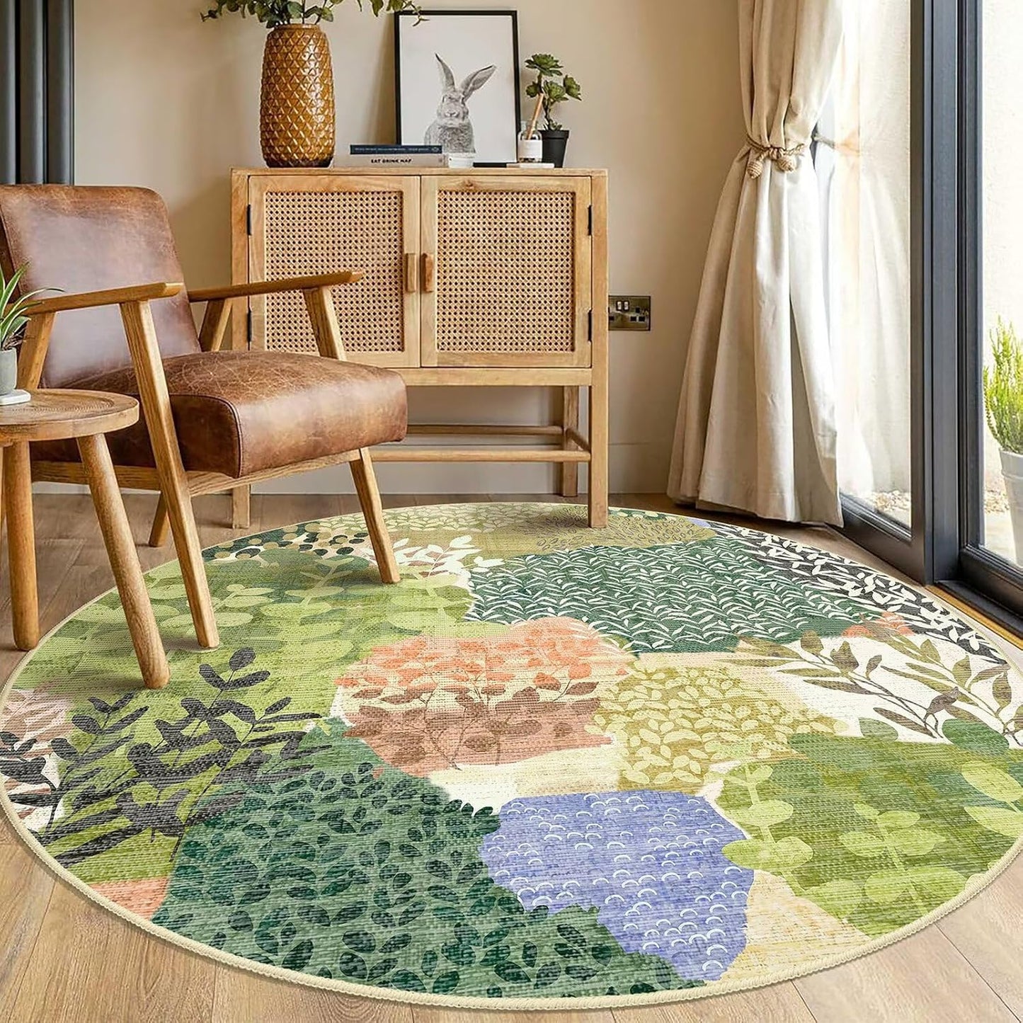 DEXDE Runner Rug 2x6 Washable Hallway Boho Soft Area Rugs Abstract Long Non Slip Botanical Leaves Floral Print Carpet for Entryway, Kitchen, Laundry, Bathroom, Bedroom,Blue