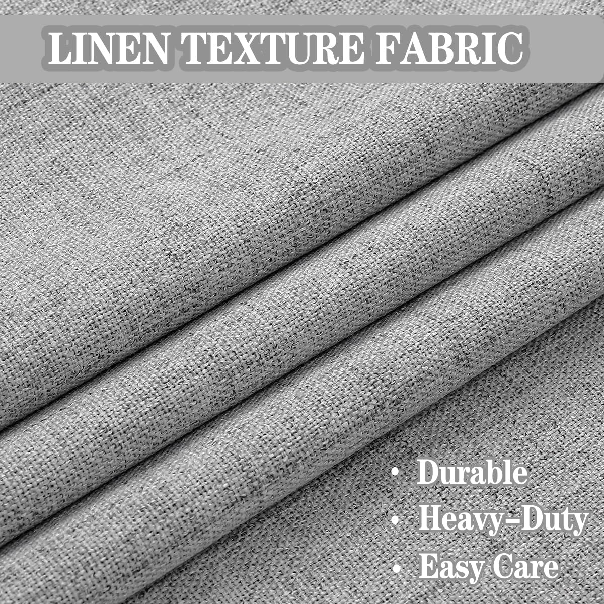 Urban Lotus Grey Linen Textured Full Blackout Curtain Panels 84 Inches Long Solid Color Room Darkening Thermal Inulated Drapes for Living Room/Bedroom Grommet Top Window Treatment, 52" W, 2 Panels