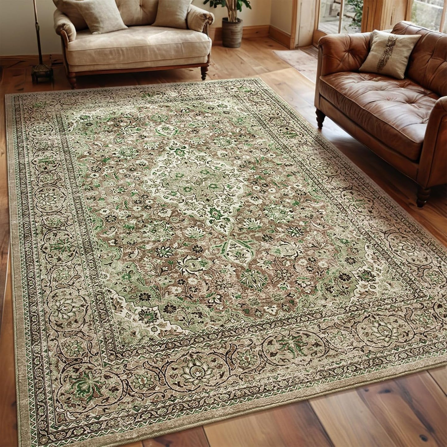 Washable Rug 4x6, Gray Area Rugs Non Slip, Indoor Low Pile Carpet with Rubber Backing for Living Room Kitchen Bathroom Entryway Office Bedroom