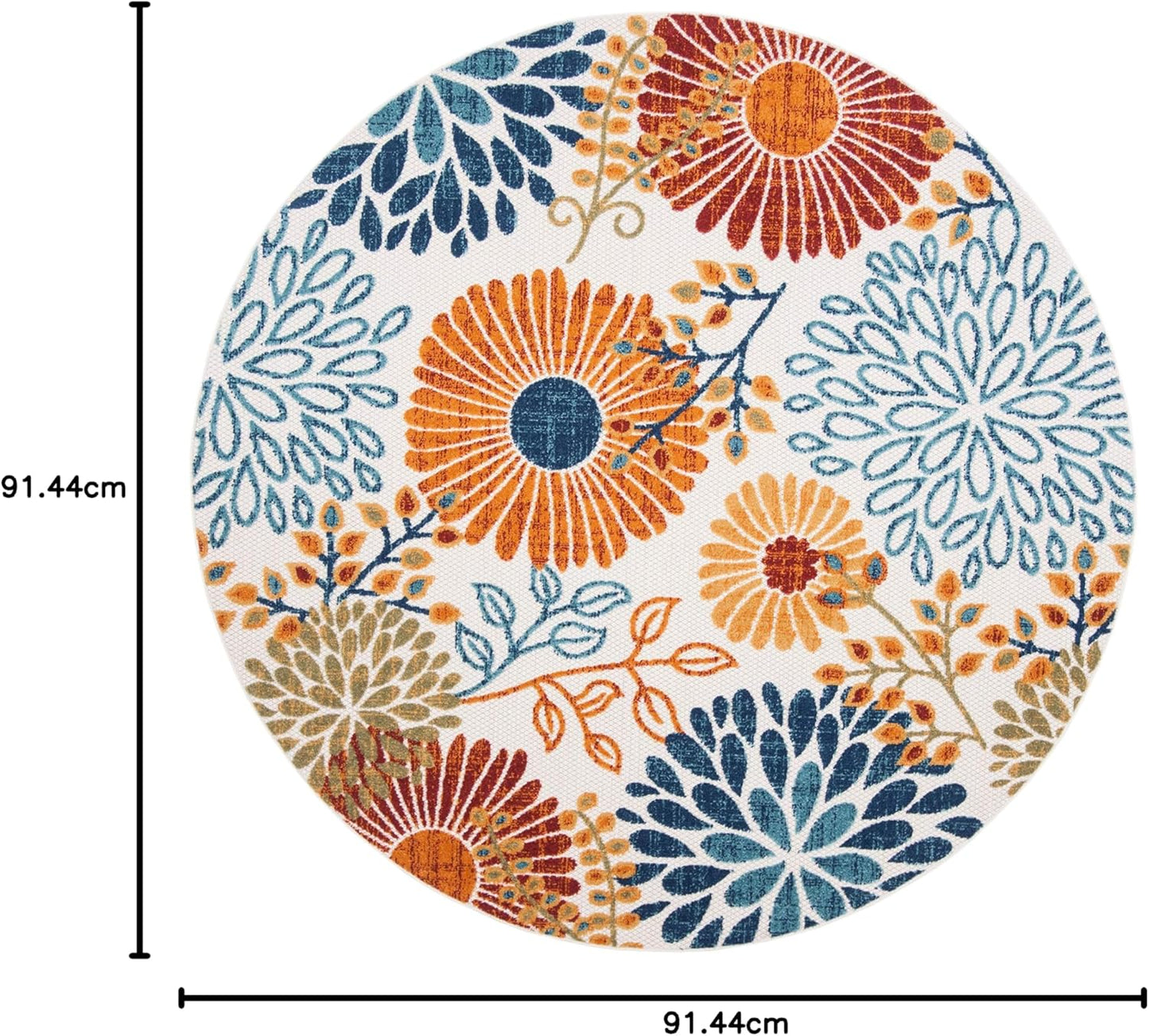 SAFAVIEH Cabana Collection 3' Round Cream/Red CBN832A Floral Indoor/ Outdoor Non-Shedding Easy Cleaning Patio Backyard Deck Porch Mudroom Area Rug