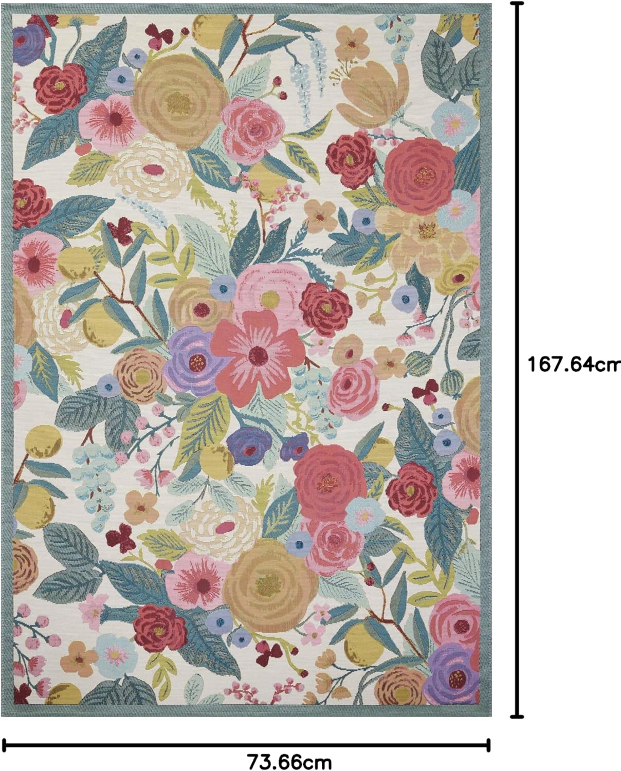 Loloi Rifle Paper Co. Perennial Collection Garden Party PRN-04 Rose/Multi 2'-5" x 5'-6" Indoor/Outdoor Accent Rug