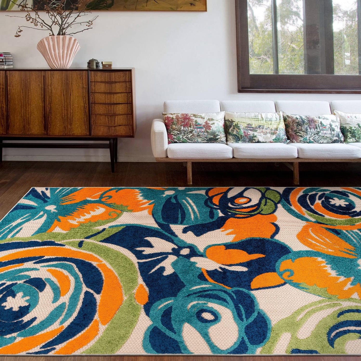 Rugshop Ravenna Modern Large Floral Flowers Indoor/Outdoor Area Rug 5' x 7' Multi