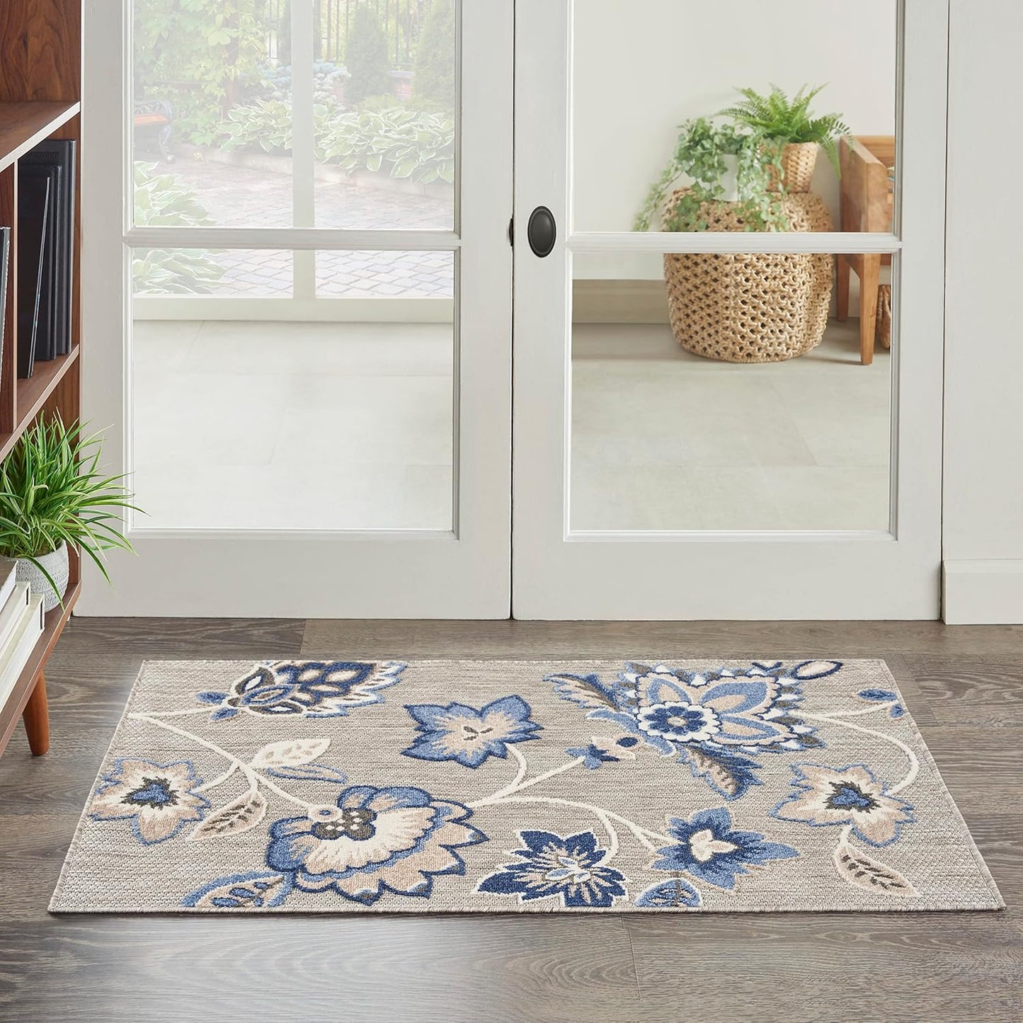 Nourison Home Aloha Indoor/Outdoor Beige 5'3" x 7'5" Area Rug, Easy Cleaning, Non Shedding, Bed Room, Living Room, Dining Room, Kitchen (5x7)