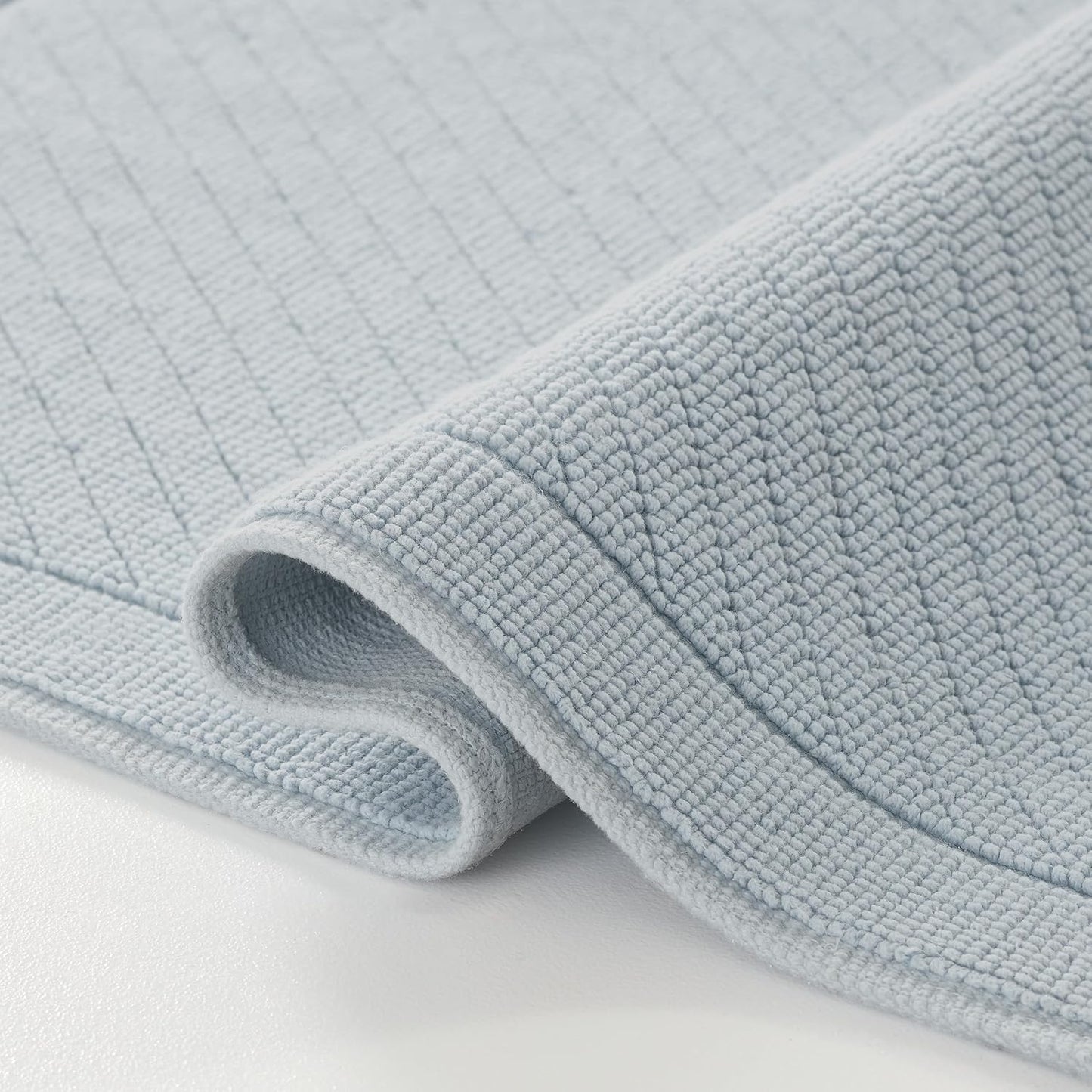 Arkwright 2 Piece 100% Cotton Bathroom Rug Set - High Absorbent Stylish Textured Woven Design Bath Mat, Slip Resistant Backing for Shower and Bathtub Floor, 17x24 & 20x32 in - White