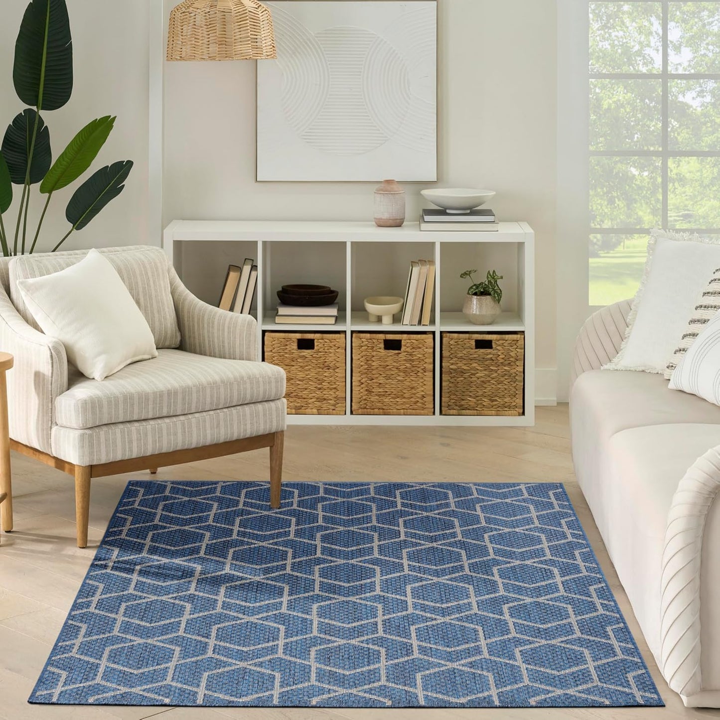 Nourison Horizon Indoor/Outdoor Green 4' x 6' Area Rug - Easy Cleaning, Non Shedding, Bed Room, Living Room, Dining Room, Kitchen (4' x 6')