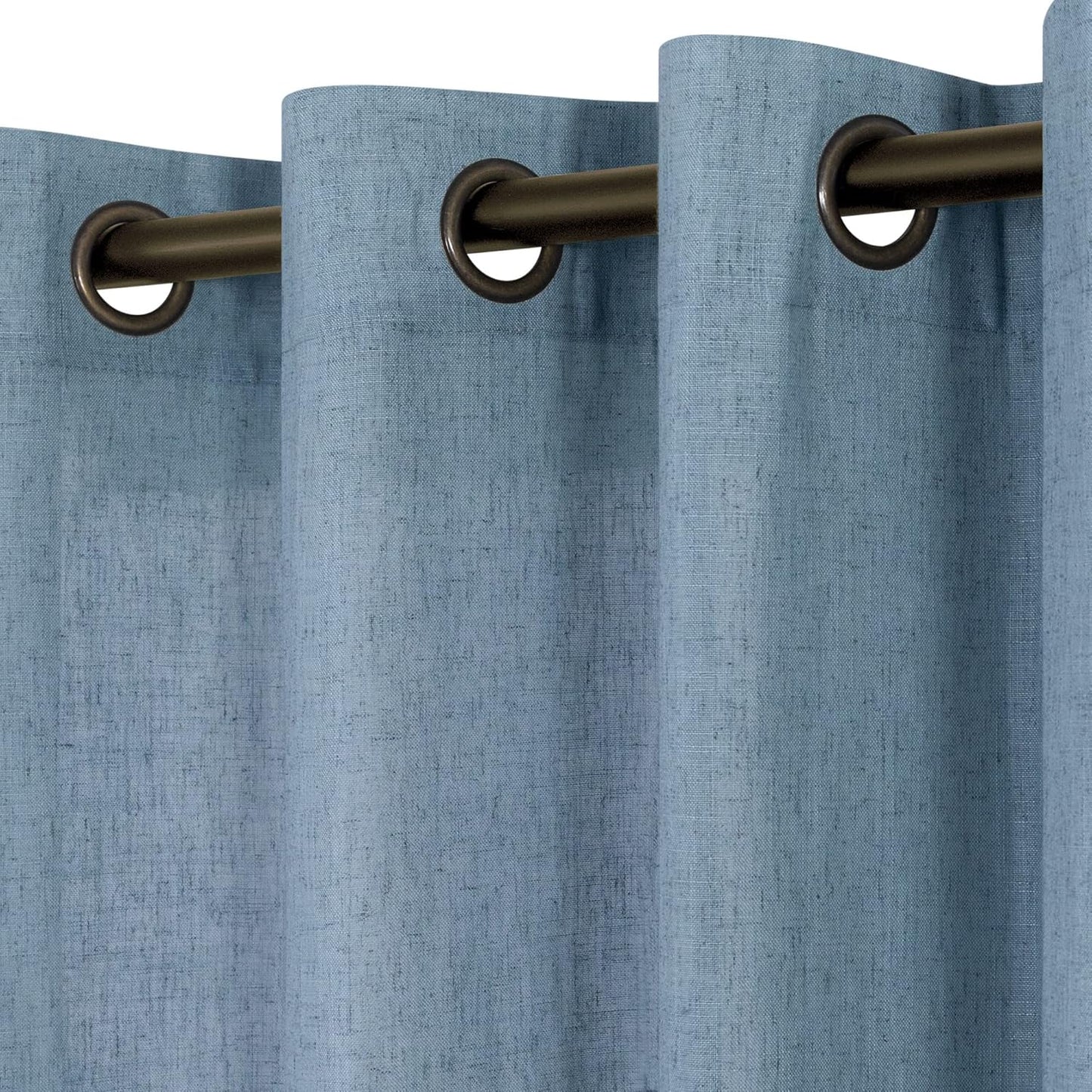 KOUFALL Beige Rustic Country Curtains for Living Room 84 Inches Long Flax Linen Bronze Grommet Tan Sand Color Solid Faux Linen Curtains for Bedroom Sliding Glass Patio Door 2 Panels