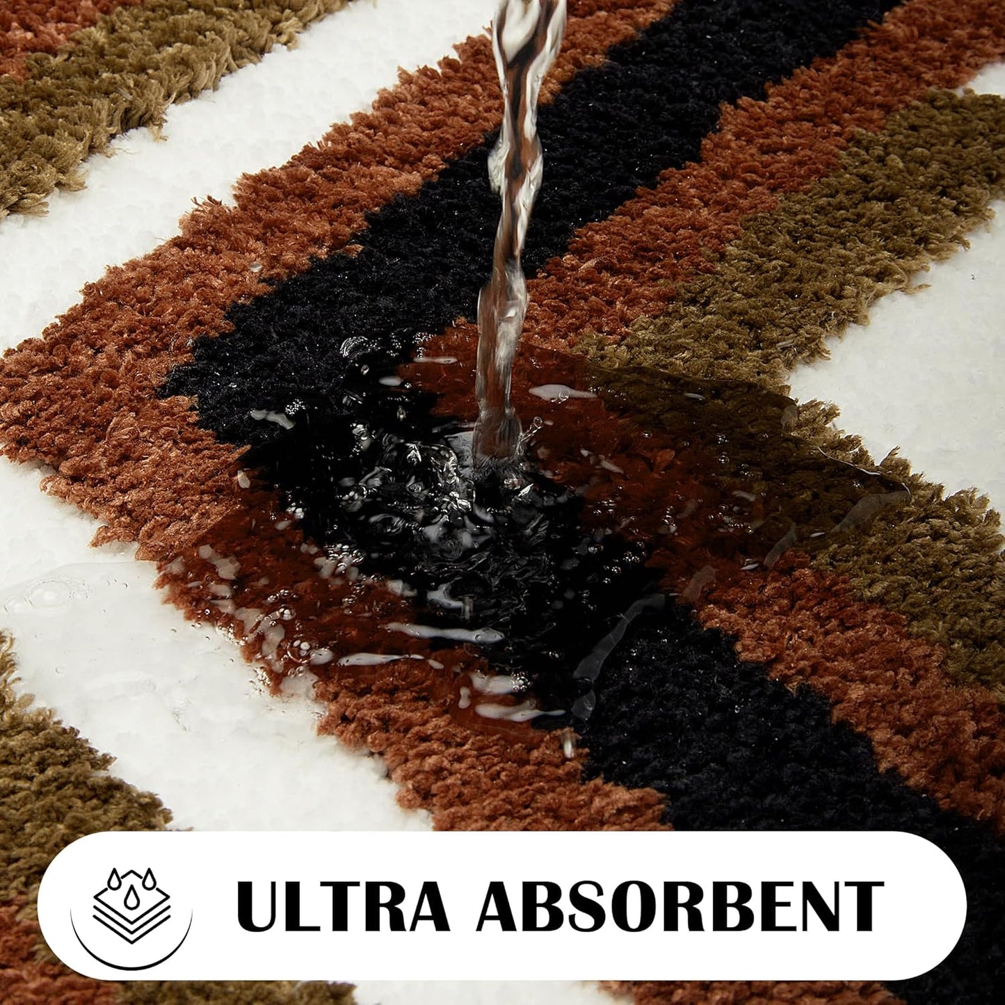 Boho Long Bathroom Rugs Runner Non Slip Washable Western Aztec Bath Mats Rugs for Bathroom Hallway Plush Soft Absorbent Farmhouse Carpet for Shower, Kitchen, 24x60 inch, WhiteBrown