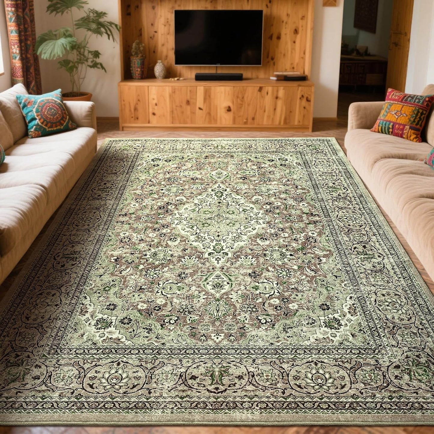 Washable Rug 4x6, Gray Area Rugs Non Slip, Indoor Low Pile Carpet with Rubber Backing for Living Room Kitchen Bathroom Entryway Office Bedroom