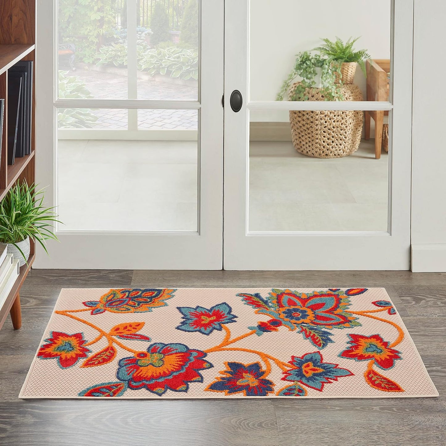 Nourison Home Aloha Indoor/Outdoor Beige 5'3" x 7'5" Area Rug, Easy Cleaning, Non Shedding, Bed Room, Living Room, Dining Room, Kitchen (5x7)