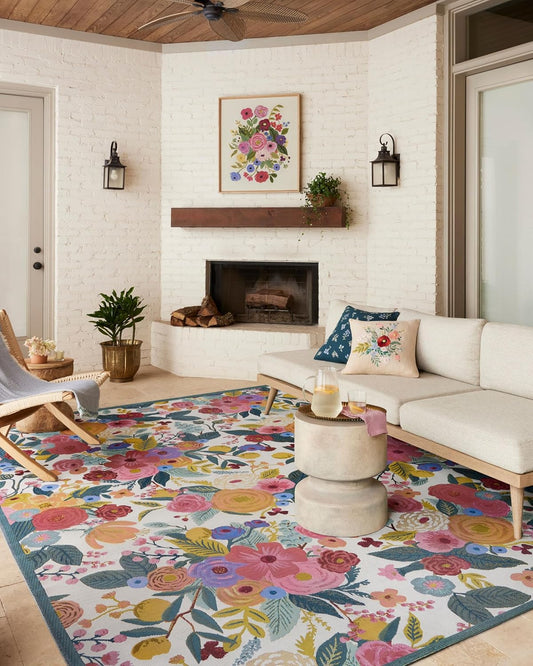 Loloi Rifle Paper Co. Perennial Collection Garden Party PRN-04 Rose/Multi 5'-3" x 7'-8" Indoor/Outdoor Area Rug