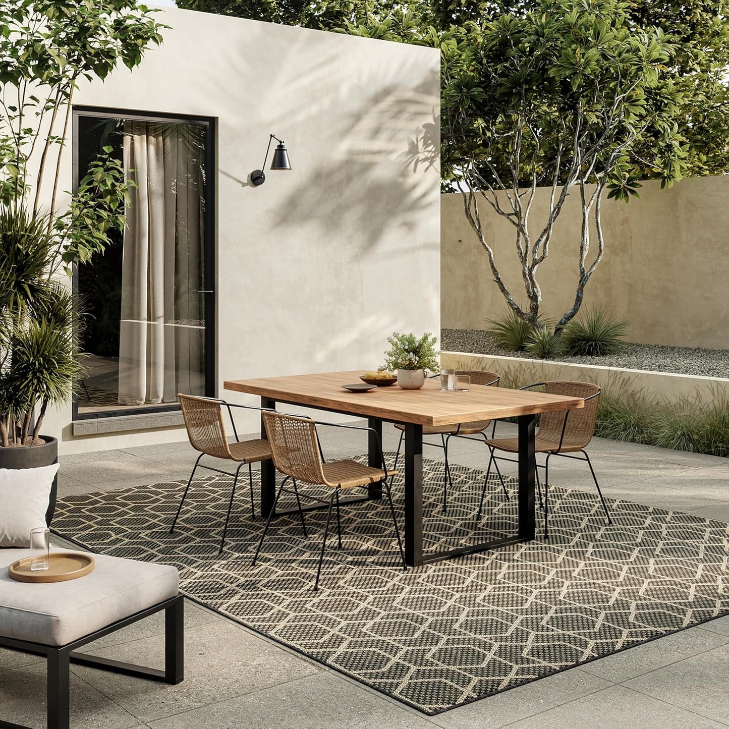Nourison Horizon Indoor/Outdoor Green 4' x 6' Area Rug - Easy Cleaning, Non Shedding, Bed Room, Living Room, Dining Room, Kitchen (4' x 6')