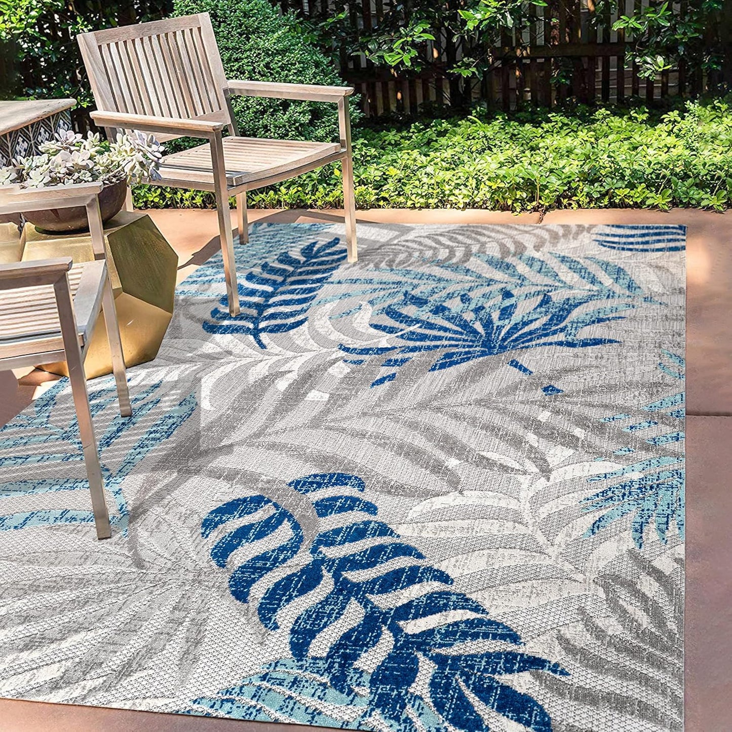 JONATHAN Y AMC100B-8 Tropics Palm Leaves Indoor Outdoor Area Rug Bohemian Floral Easy Cleaning High Traffic Bedroom Kitchen Backyard Patio Porch Non Shedding, 8 X 10, Cream/Orange